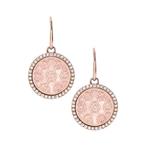Michael Kors Jewelry - Michael Kors Logo Drop Earrings Rose Gold Monogram